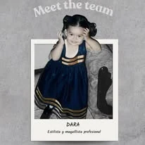 Dara en su foto de infancia, tarjeta de Meet the team